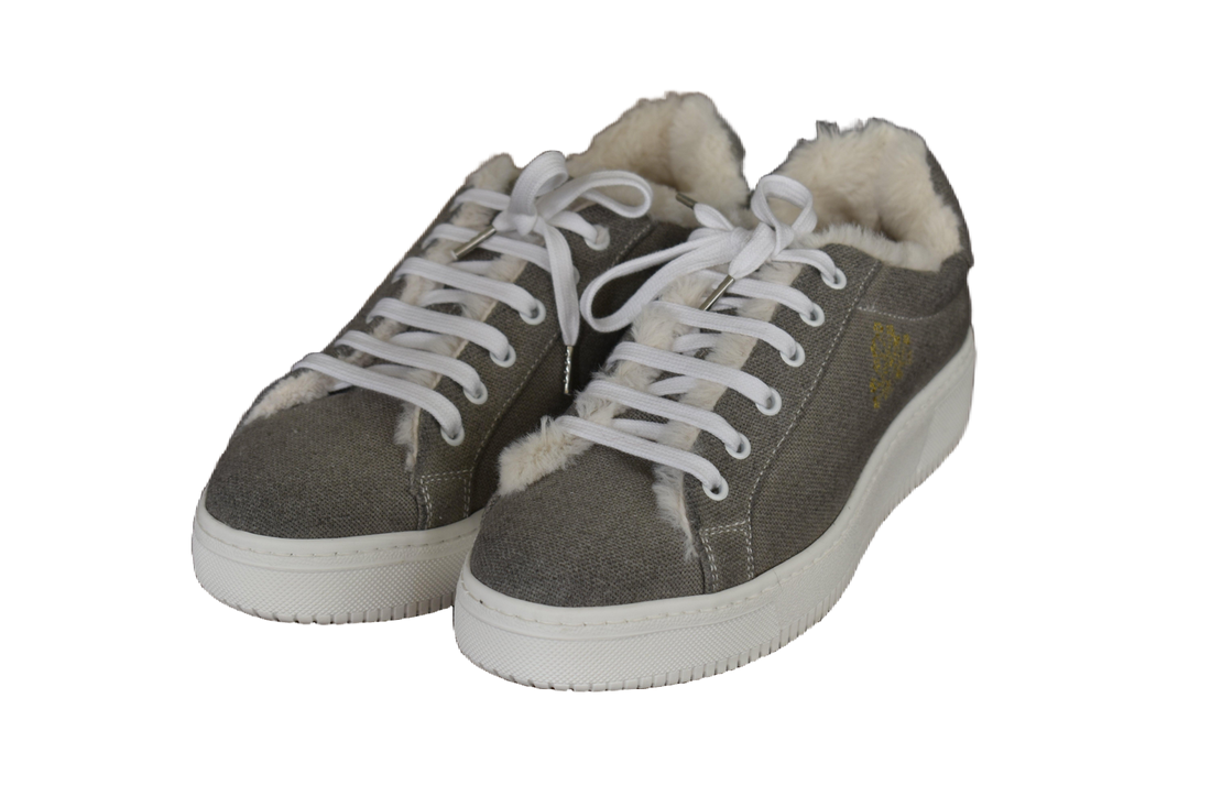 Comfy cotone grigio con ecopelliccia