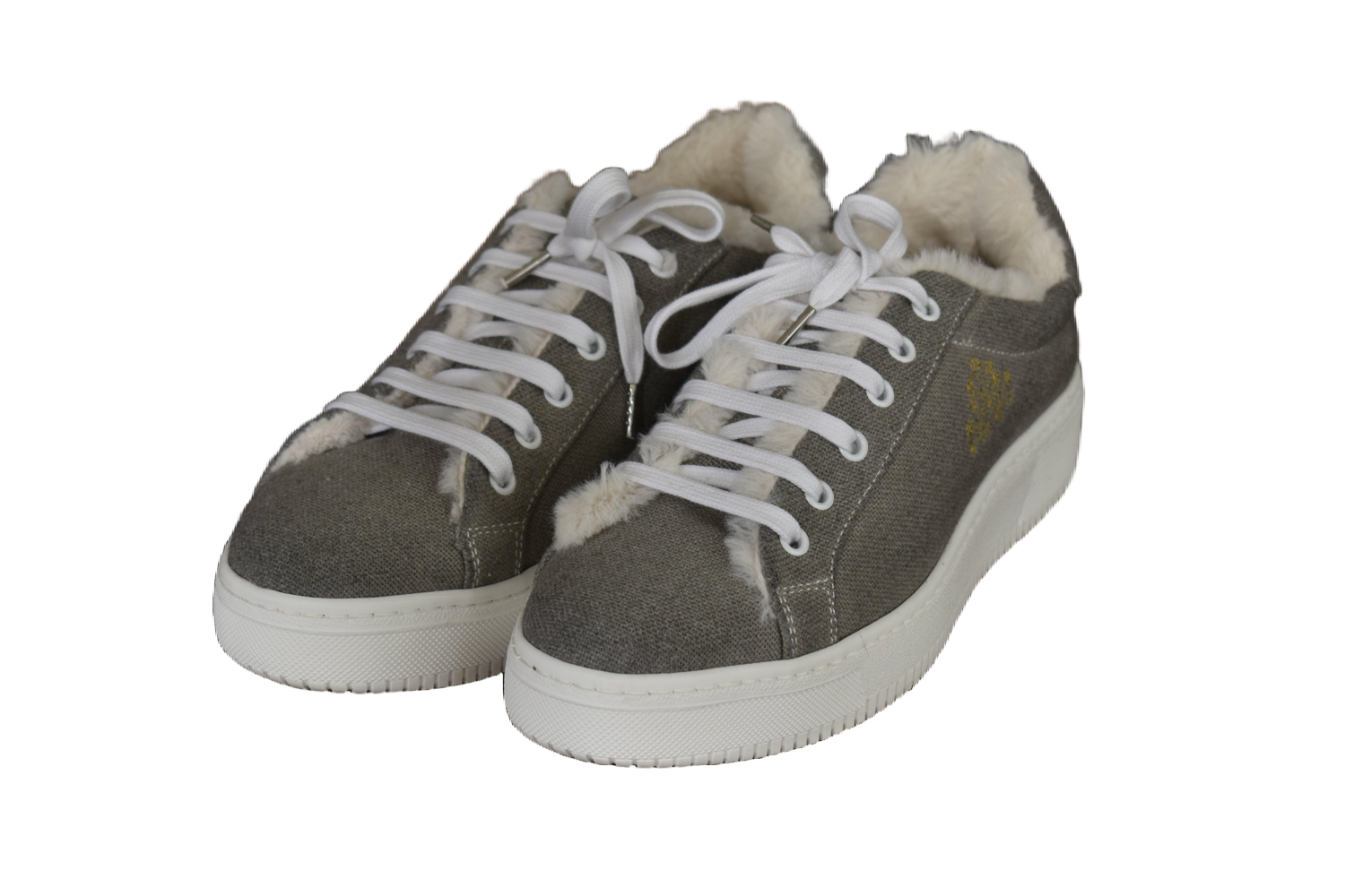 Comfy cotone grigio con ecopelliccia