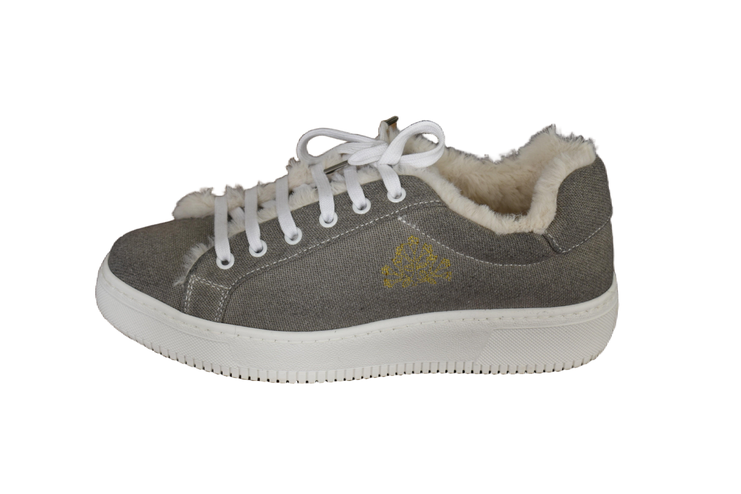 Comfy cotone grigio con ecopelliccia