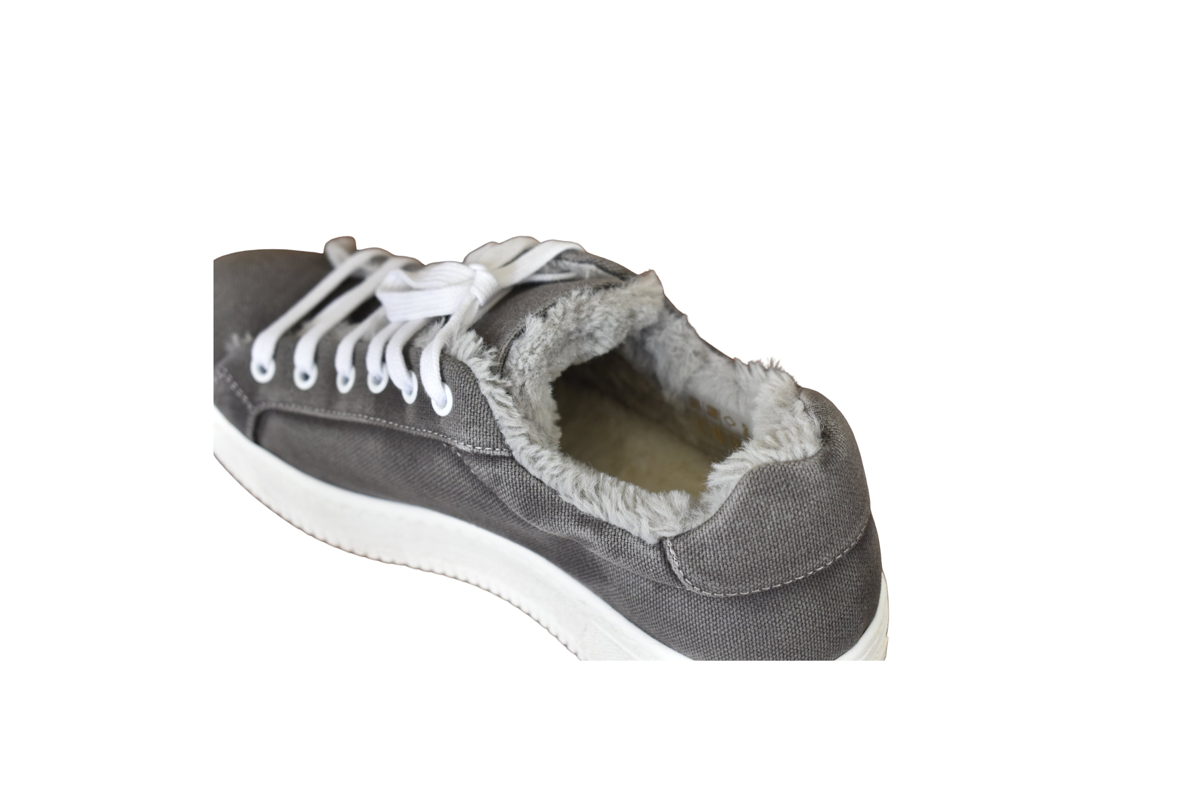 Comfy cotone grigio scuro con ecopelliccia